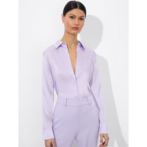 NWT Alice + Olivia Brady Lilac Silk Blouse XS